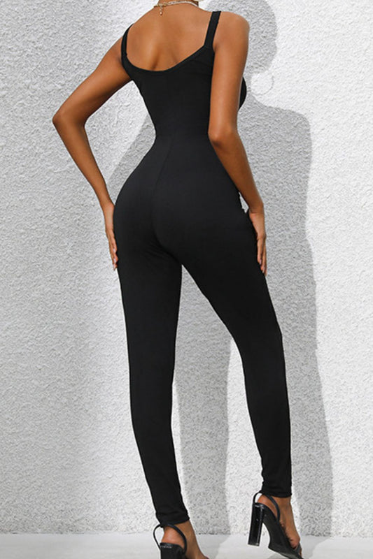 Stilla | Neck Wide Strap Skinny Jumpsuit
