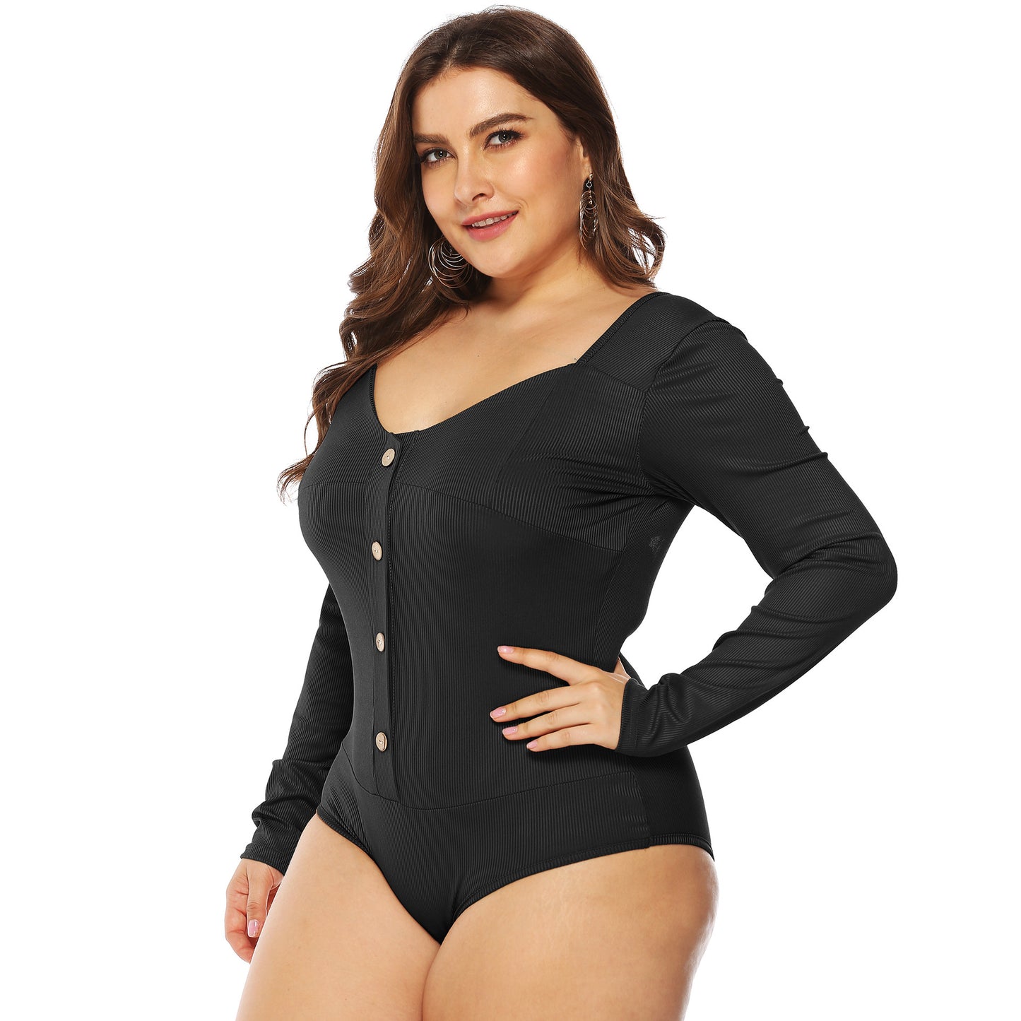 Femme Langærmet-Button-Down-Bodysuit Stilla