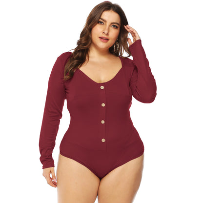 Femme Langærmet-Button-Down-Bodysuit Stilla