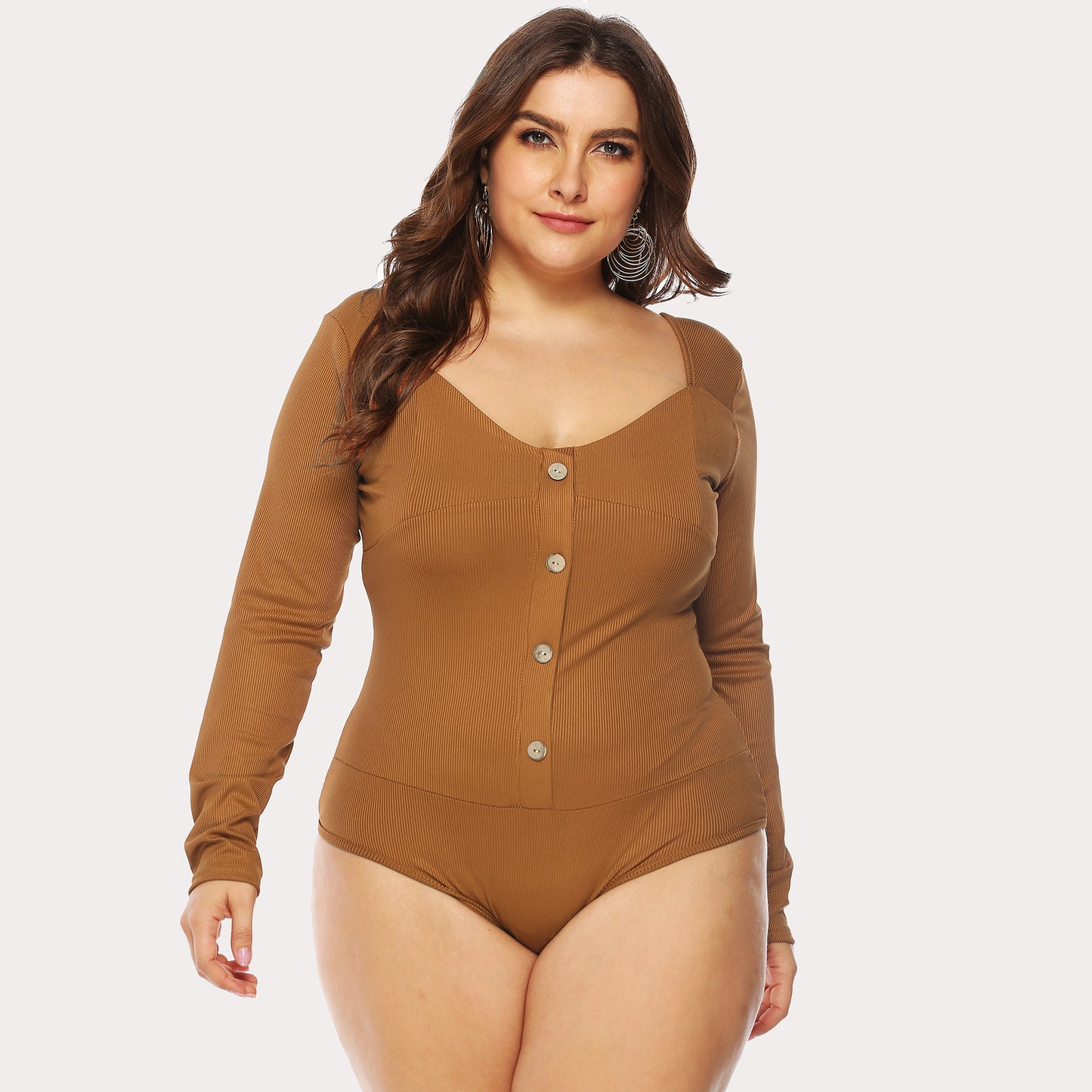 Femme Langærmet-Button-Down-Bodysuit Stilla