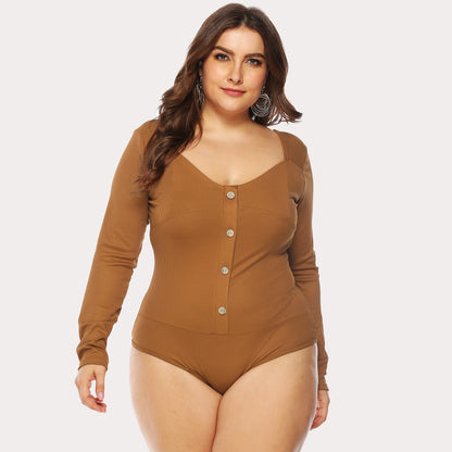 Femme Langærmet-Button-Down-Bodysuit Stilla