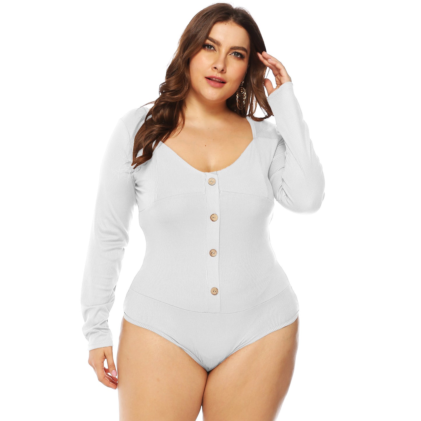 Femme Langærmet-Button-Down-Bodysuit Stilla