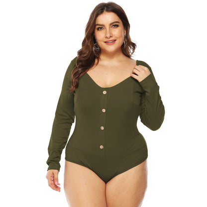 Femme Langærmet-Button-Down-Bodysuit Stilla