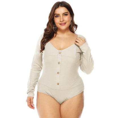 Femme Langærmet-Button-Down-Bodysuit Stilla