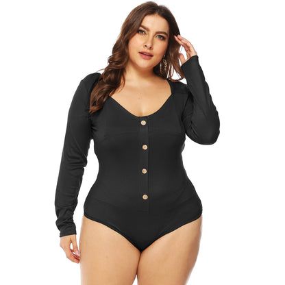 Damer Langærmet Knap-Front Bodysuit Stilla