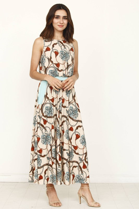 Stilla | Kædestens Frynse Print Kort Jumpsuit