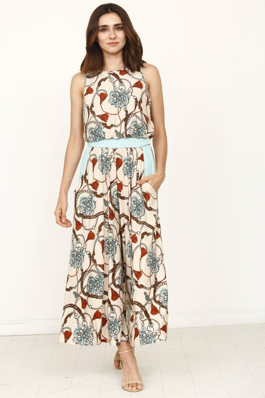 Stilla | Kædestens Frynse Print Kort Jumpsuit