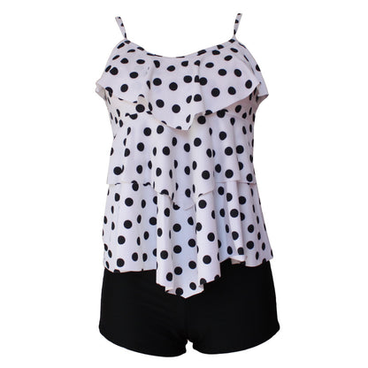 Dame badedragt med voluminøst flæsedesign og shorts Stilla