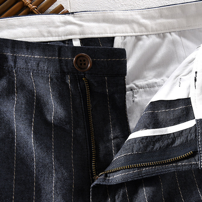 Dame afslappede stribede shorts i bomuld med højtsiddende talje Stilla