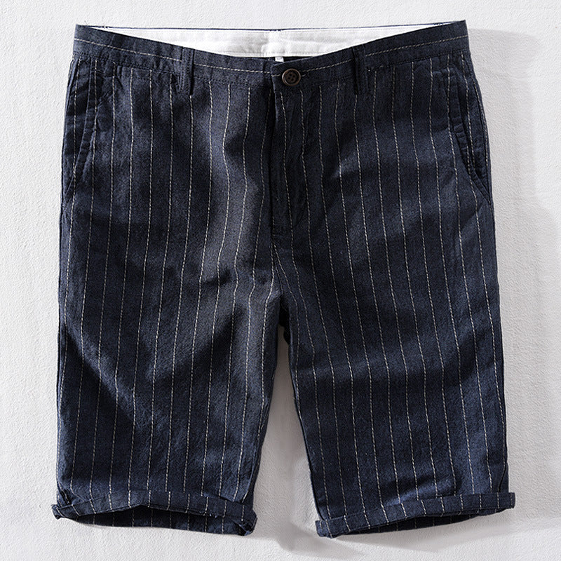 Dame afslappede stribede shorts i bomuld med højtsiddende talje Stilla