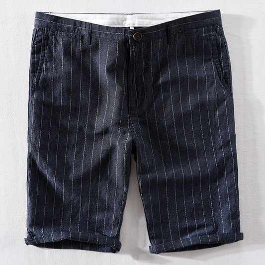 Dame afslappede stribede shorts i bomuld med højtsiddende talje Stilla