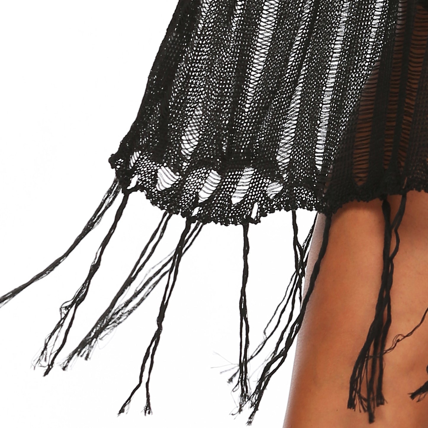 Dame afslappet strandtrøje med frynset kant og struktureret design Stilla