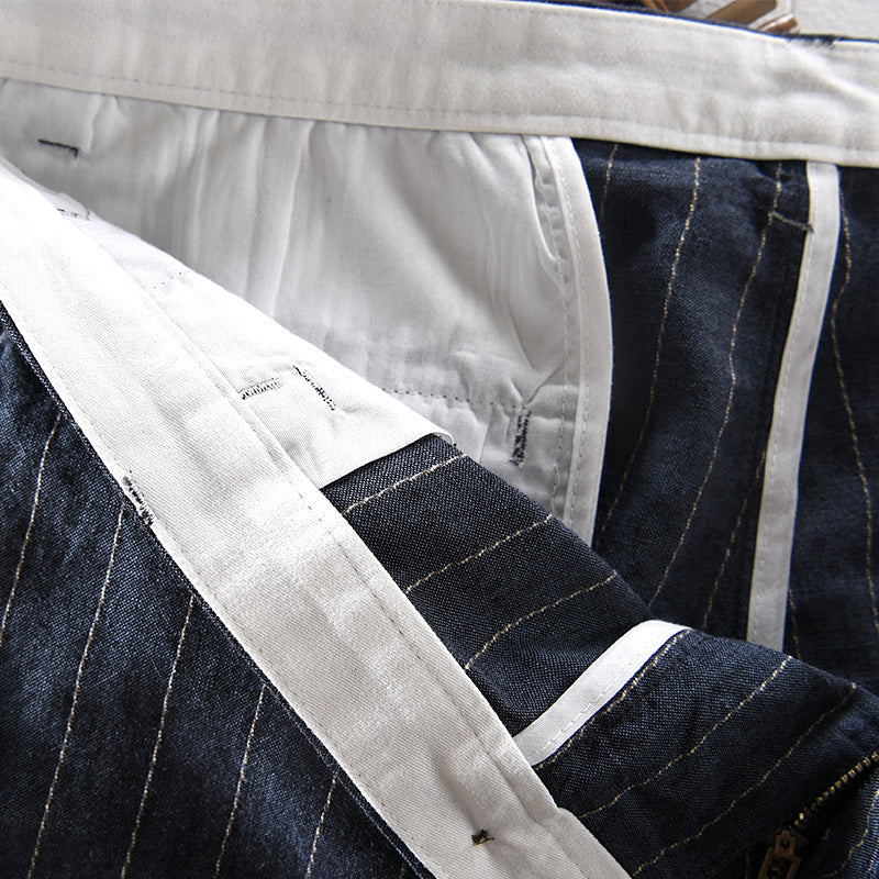 Dame afslappede stribede shorts i bomuld med højtsiddende talje Stilla