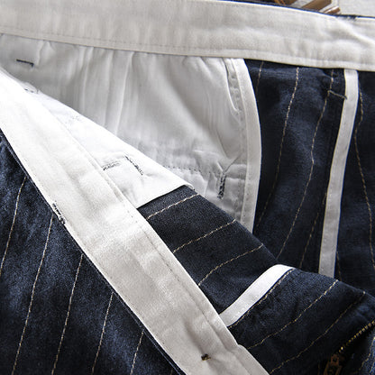 Dame afslappede stribede shorts i bomuld med højtsiddende talje Stilla