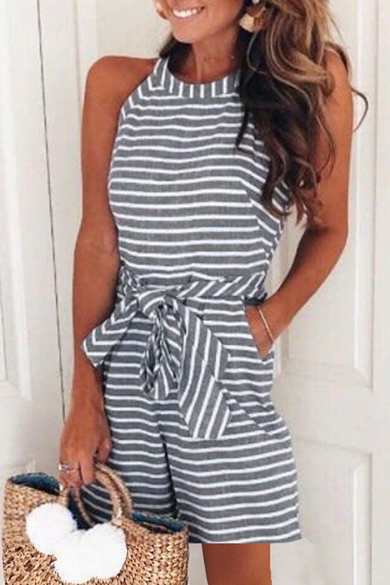 Damer Casual Jumpsuit med bælte og lommer Stilla
