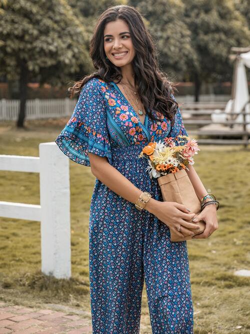 Stilla | Surplice Flatter Ærme Jumpsuit