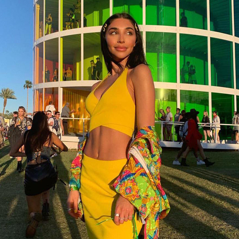 Dame cropped top og miniskørt sæt med flot rygsnøring Stilla