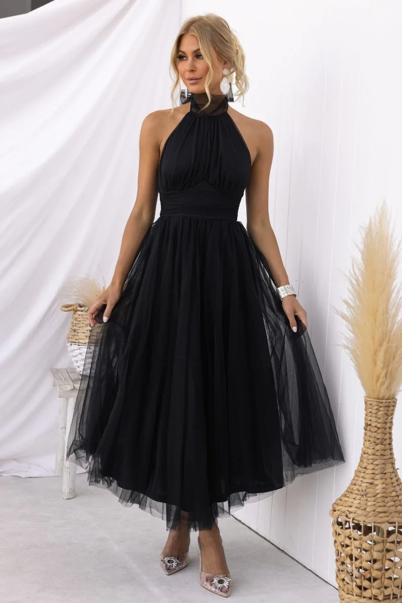 Stilla | Halter Tulle Mid Kjole