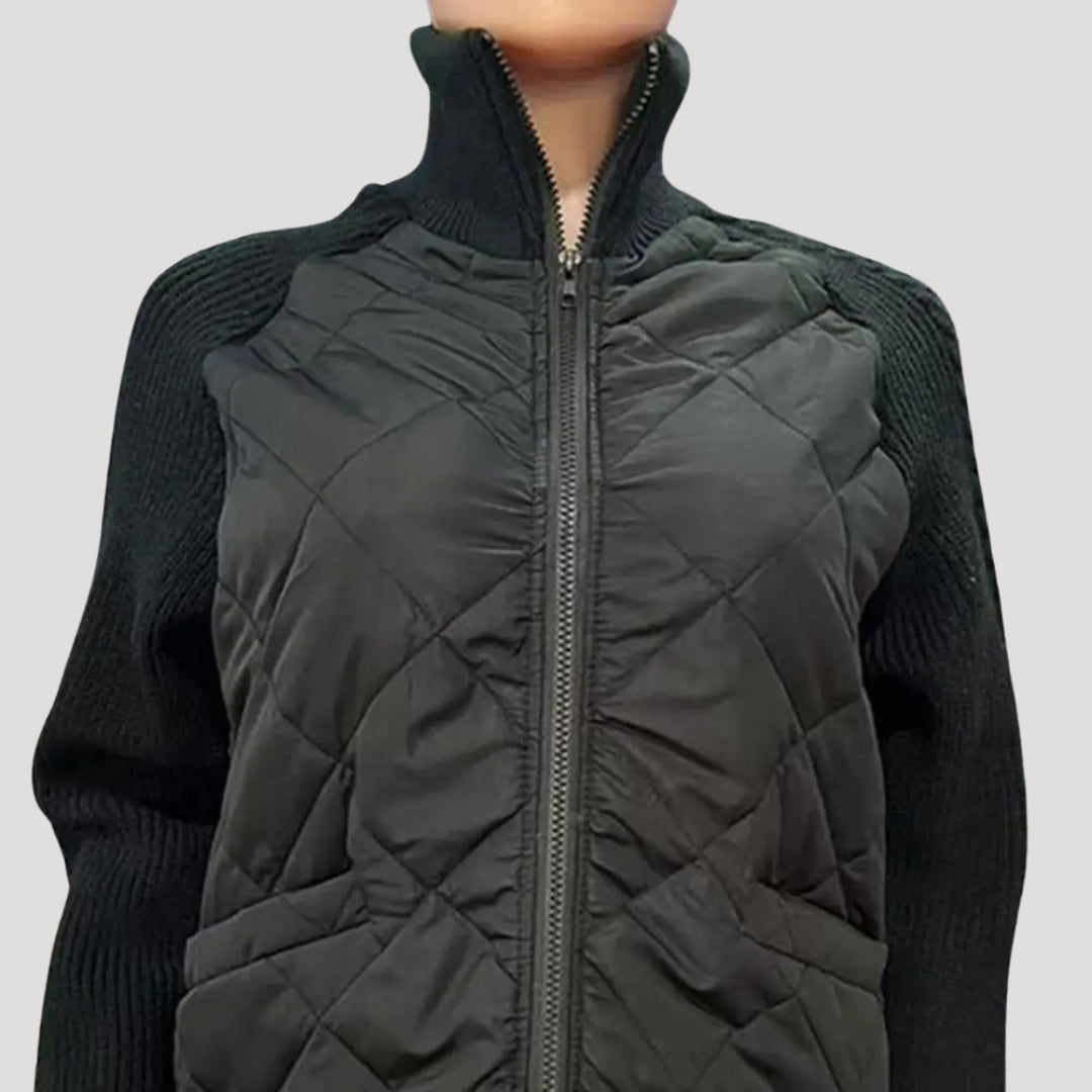 Stilla | Quilted Strikærme Zip up Jakke