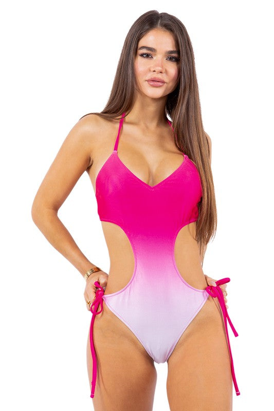 Stilla | Piece Ombre Side Tied Halterneck Badedragt