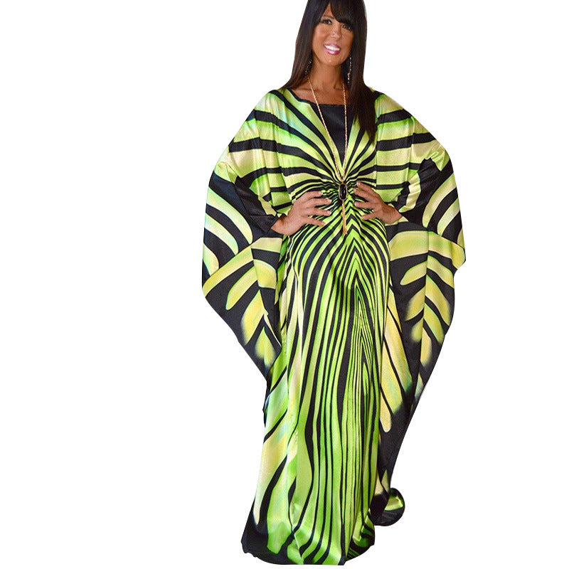 Dame elegant kaftan med unikt stribemønster Stilla