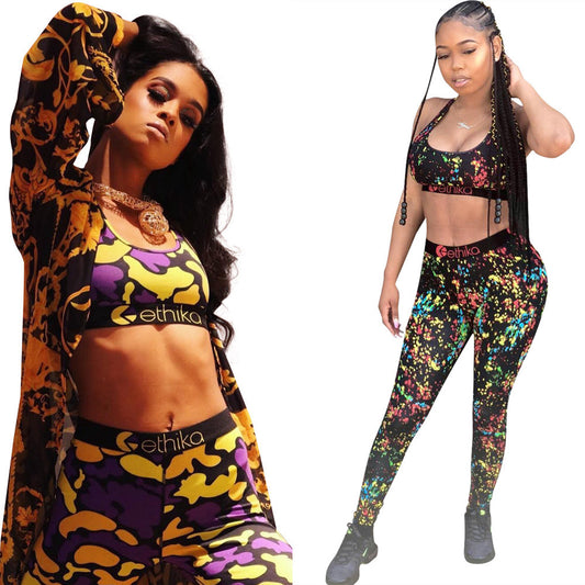 Dame Sport-BH og Leggings Sæt i trendy Camouflage-look Stilla