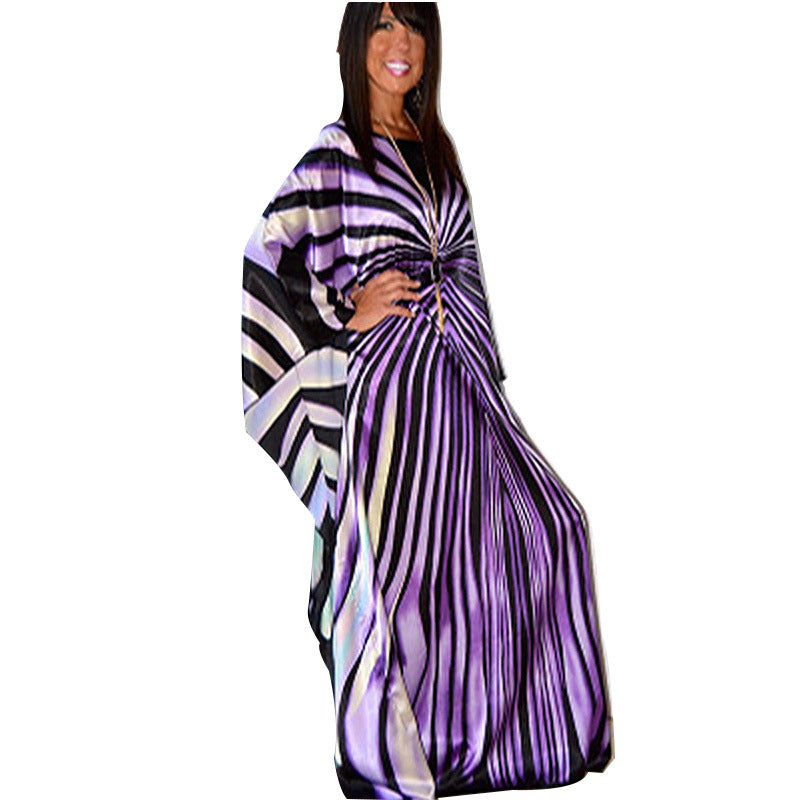 Dame elegant kaftan med unikt stribemønster Stilla