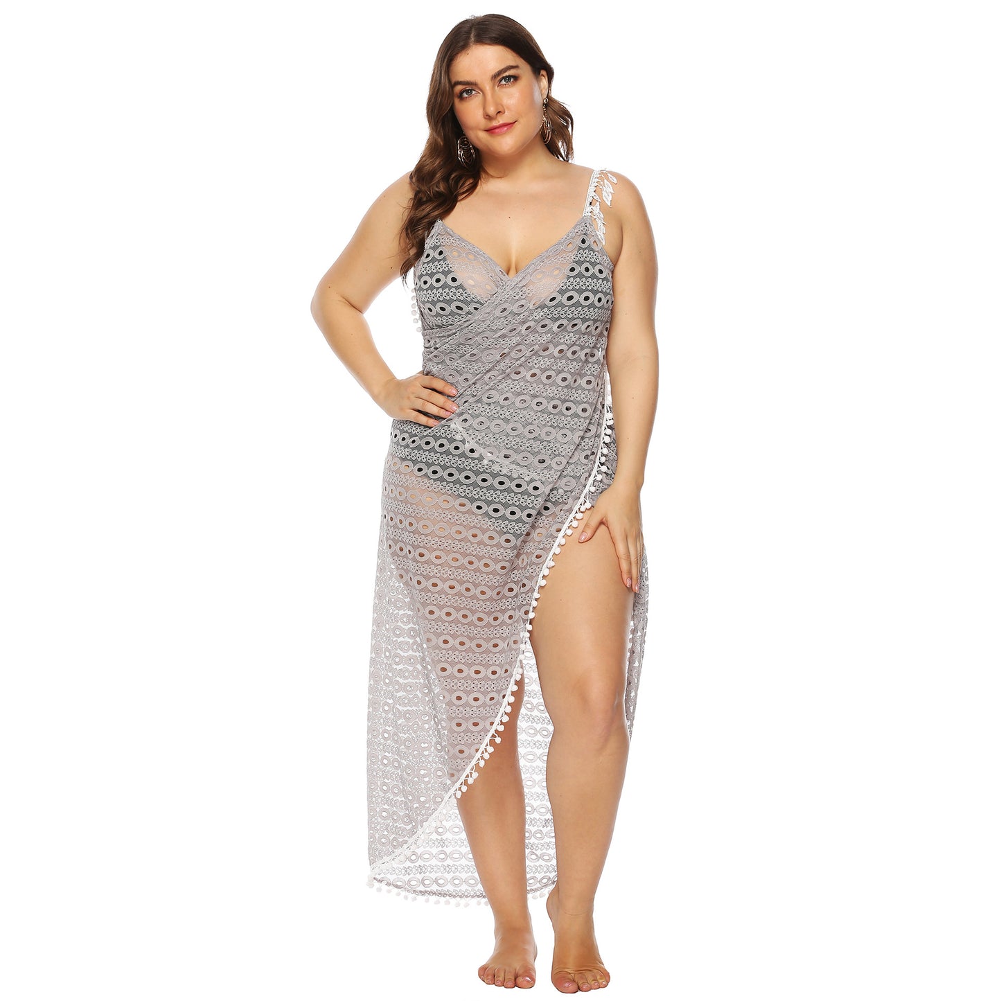 Dame Elegant Gennemsigtig Blonde Strandkjole Stilla