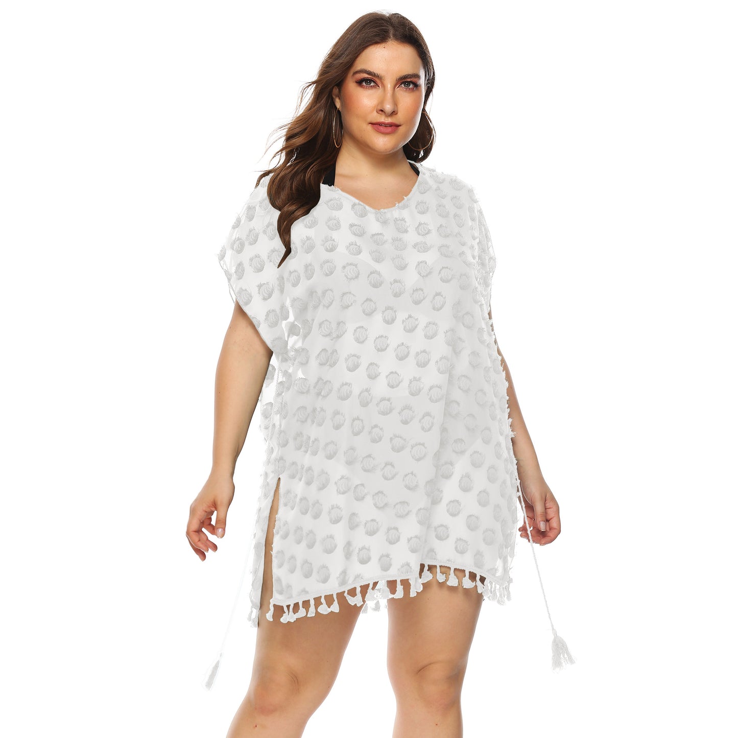 Dame Elegant Frynse-Kant Strand Cover-Up Stilla