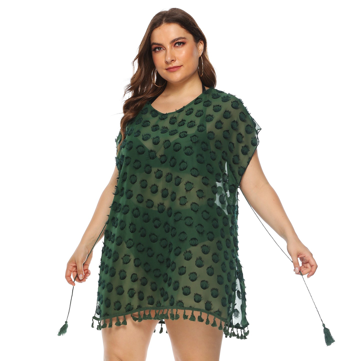 Dame Elegant Frynse-Kant Strand Cover-Up Stilla