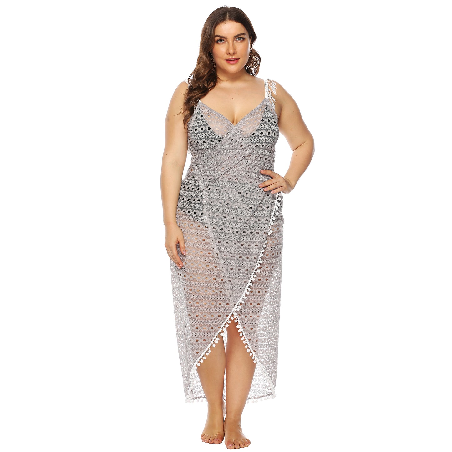 Dame Elegant Gennemsigtig Blonde Strandkjole Stilla