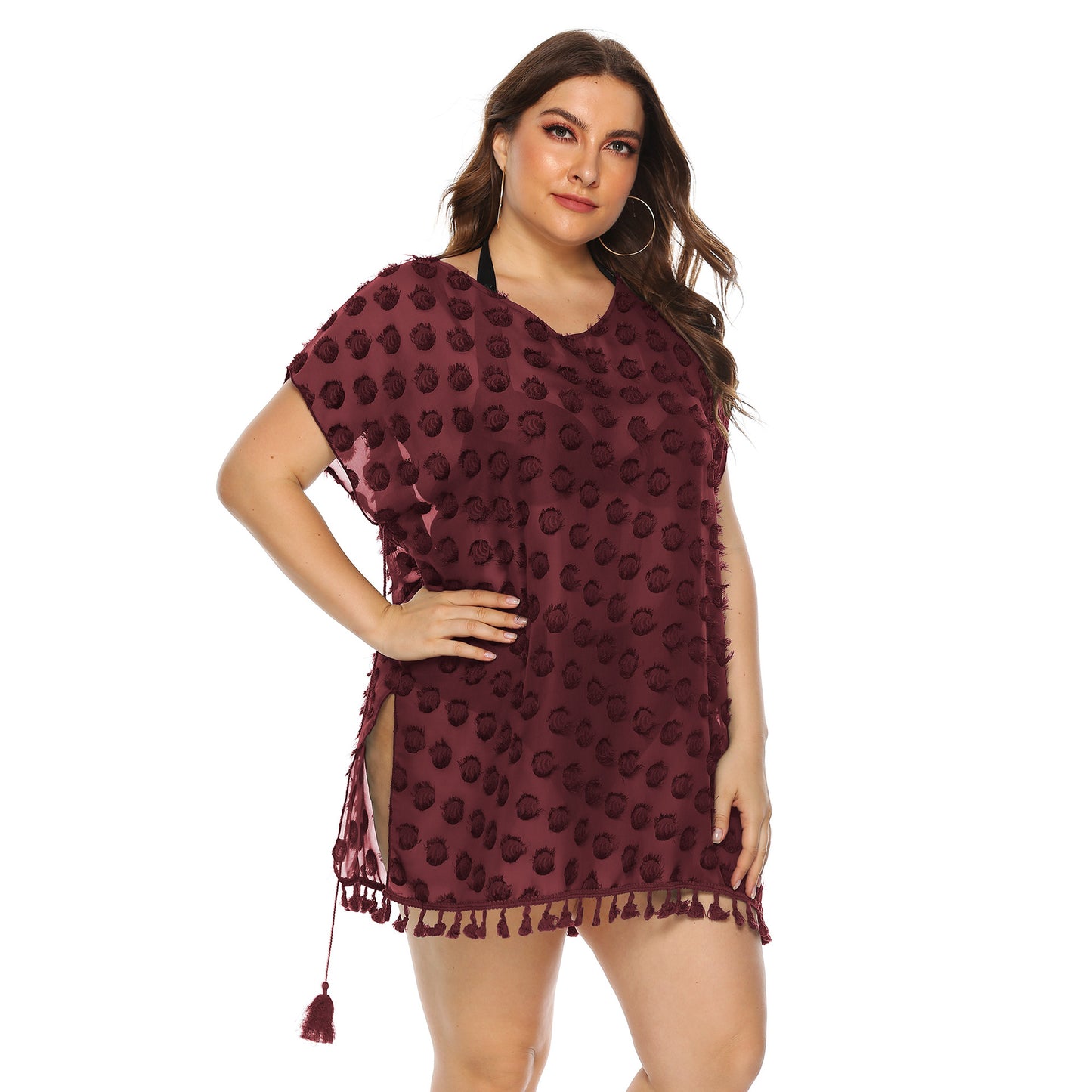 Dame Elegant Frynse-Kant Strand Cover-Up Stilla