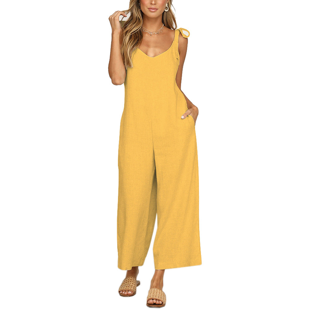 Dame Elegant Jumpsuit med Spaghetti-stropper og bred benudskæring Stilla