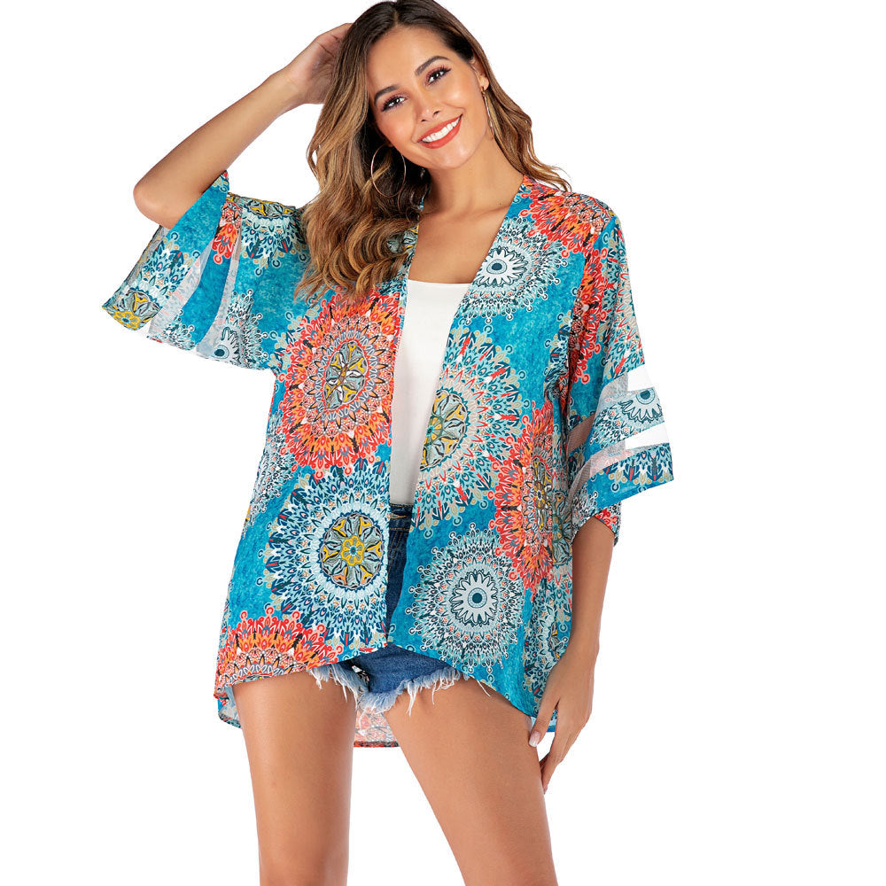 Dame afslappet kimono med elegant trykdesign Stilla