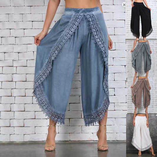 Dame elegant Culotte med detaljerede spidsaccentuer Stilla