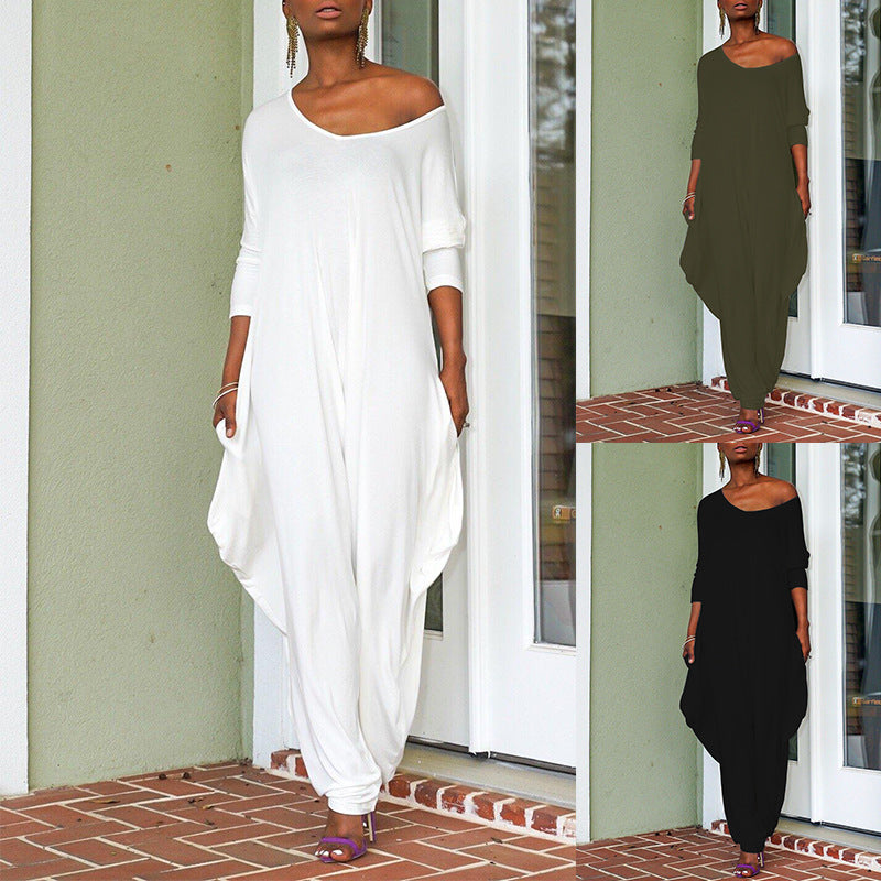 Dame Løs Oversized Jumpsuit med dyb Rygudskæring Stilla