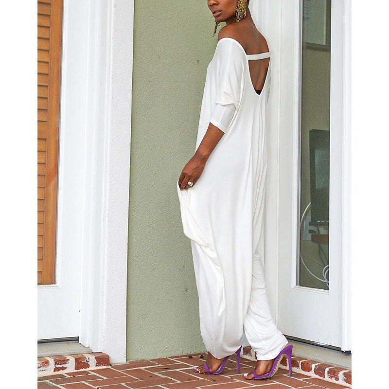 Dame Løs Oversized Jumpsuit med dyb Rygudskæring Stilla