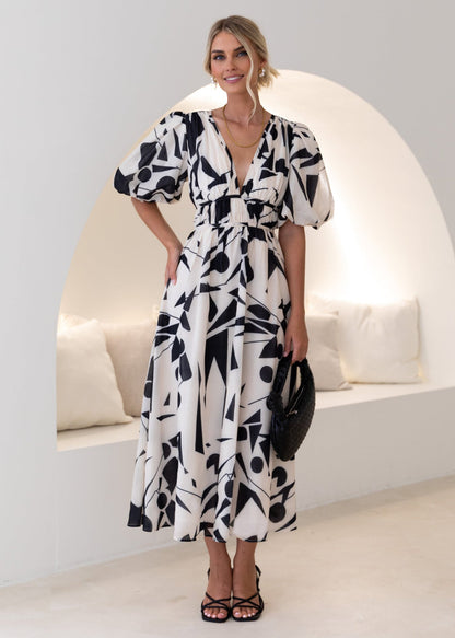 Stilla | Lange V-Udskæring Kjoler Med Pufærmer