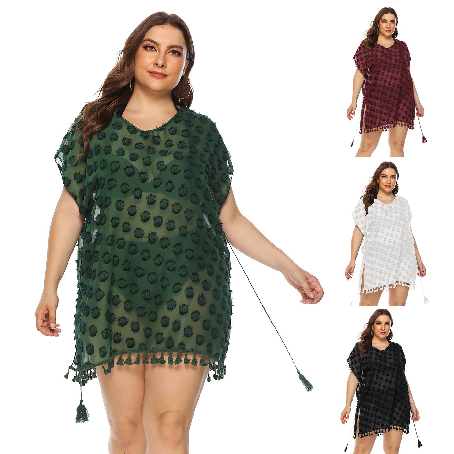 Dame Elegant Frynse-Kant Strand Cover-Up Stilla