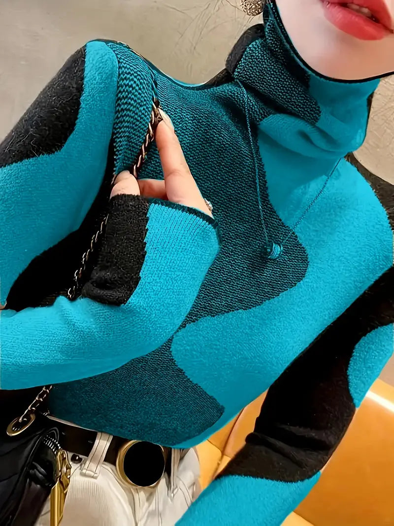 Stilla | Farve Block Rullekrave Sweater