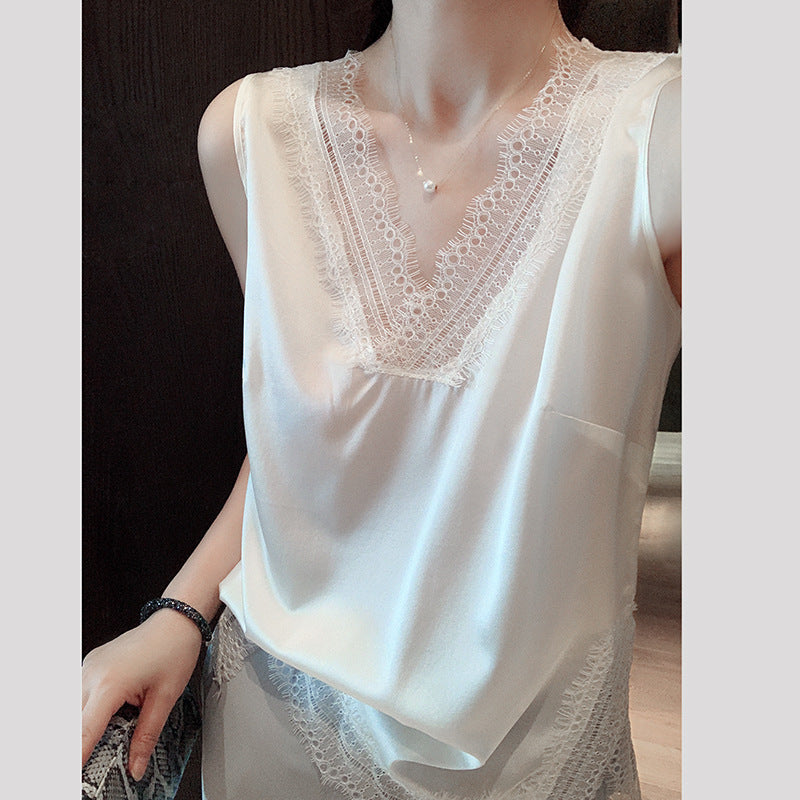 Dame elegant bluse med spidse accenter og V-udskæring Stilla