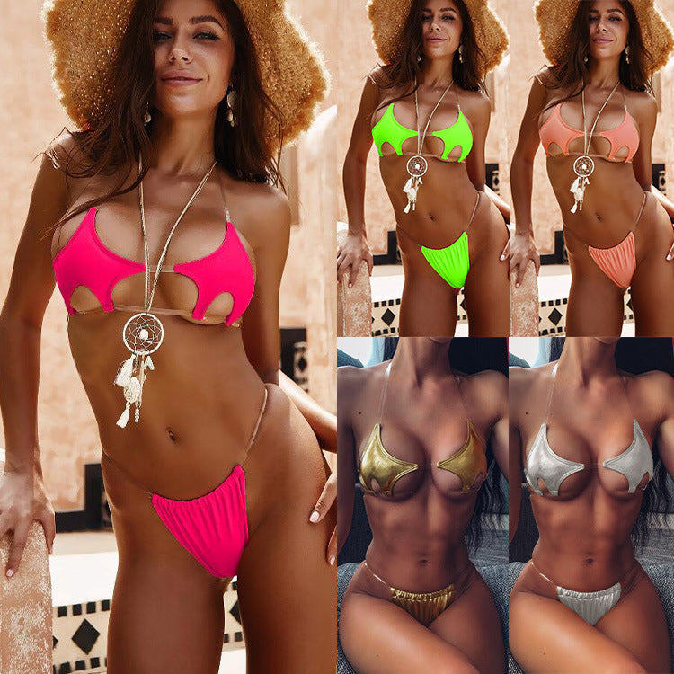 Dame Cut-Out Bikini med gennemsigtig detaljdesign og højskåret underdel Stilla