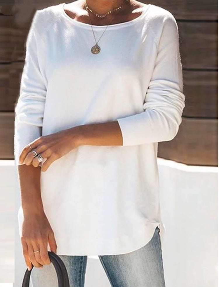 Dame afslappet langærmet skjorte med asymmetrisk snit Stilla