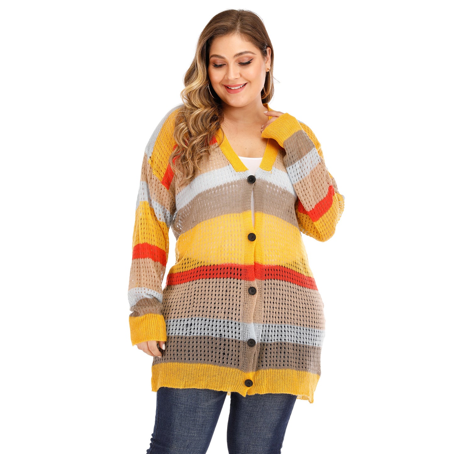 Dame Åben Strikknap-Cardigan Stilla