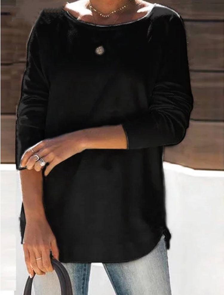 Dame afslappet langærmet skjorte med asymmetrisk snit Stilla