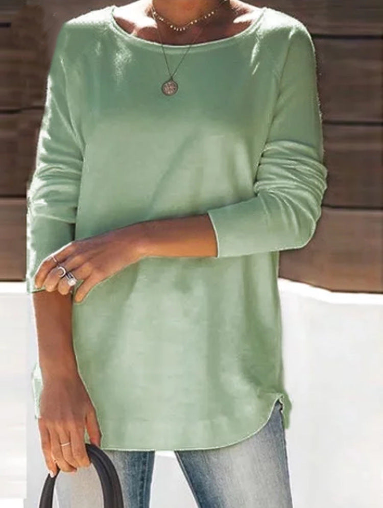 Dame afslappet langærmet skjorte med asymmetrisk snit Stilla