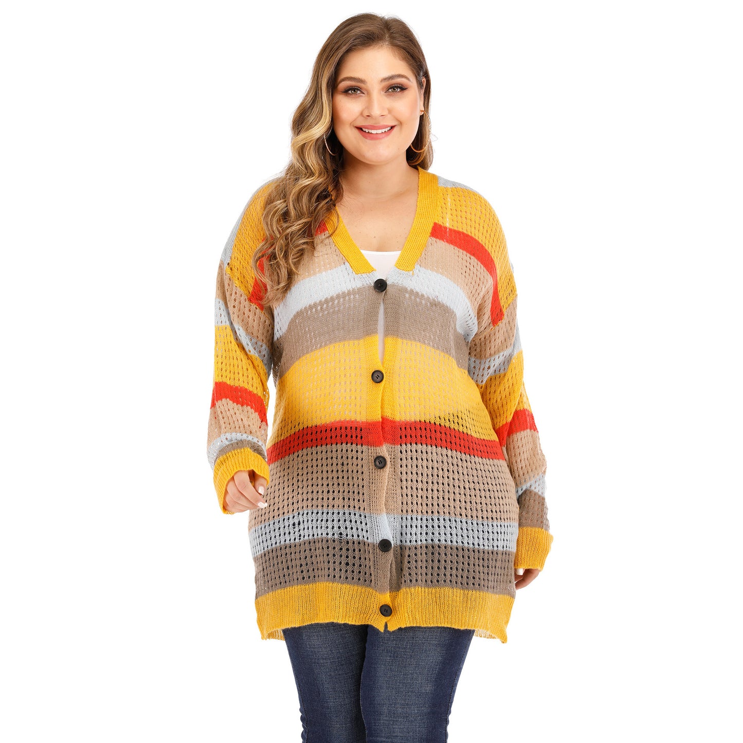 Dame Åben Strikknap-Cardigan Stilla