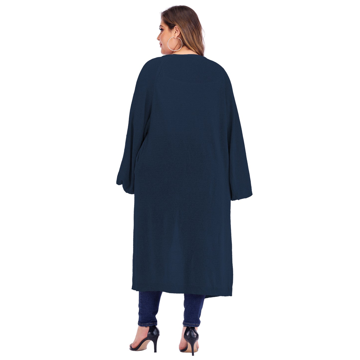 Dame afslappet langærmet kimono cardigan med åben skæring og bredere ærmer Stilla