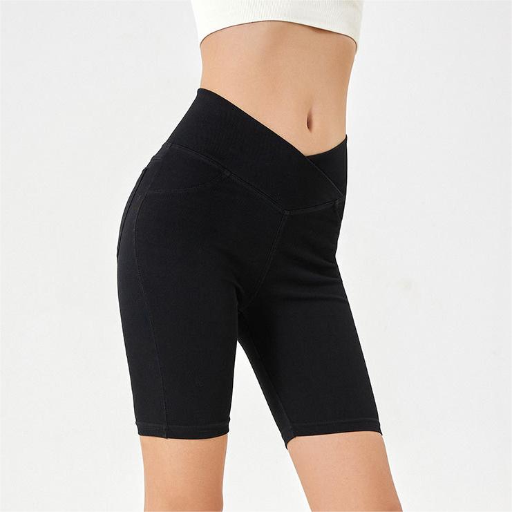 Stilla | High Waist Stretchy Denim Shorts Til Kvinder Slim Fit, Lommeret Sports Ydertøj