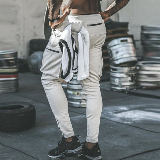 Herrer Multifunktionel Slim-Fit Joggingbukser med sidelommer med lynlås og elastisk talje Stilla